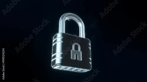 Animated lock symbolizing security and protection. Represents digital safety and data encryption in a modern context