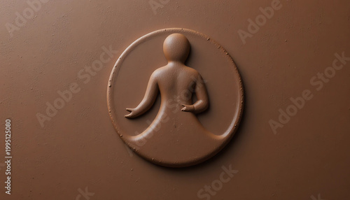 Brown clay style human icon with soft texture artistic minimal look