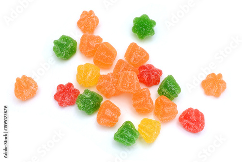 Jelly sugar candies isolated on white background