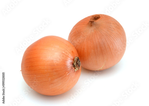 Ripe onion on a white background