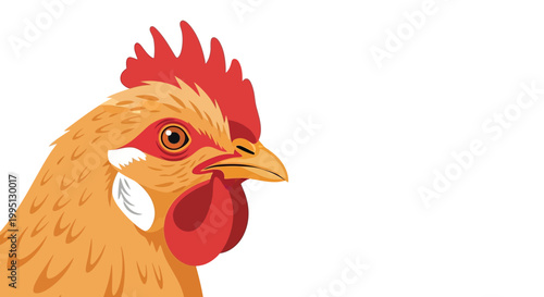 Rooster Head Close Up Illustration.