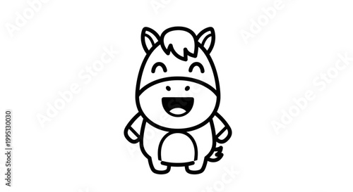 Smiling Cartoon Horse Character Design.
