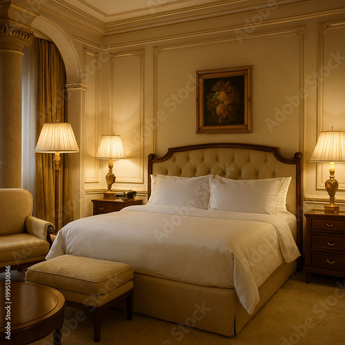 interiors of a luxurious hotel room AI generated