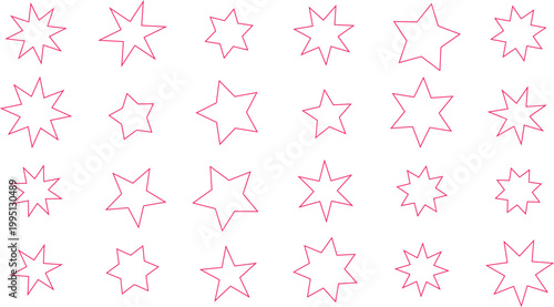 Collection of various pink star shapes for design