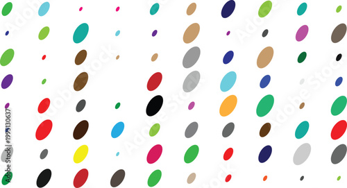 Colorful polka dots in various sizes and shapes
