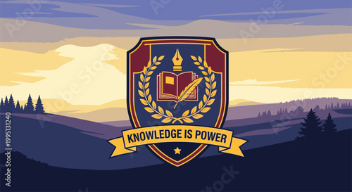 Knowledge Is Power Emblem Logo.