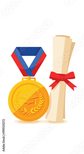 Gold Medal and Rolled Diploma Certificate.
