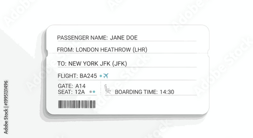 Airplane Boarding Pass Ticket Detail 1.