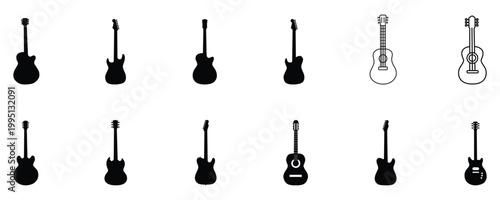 guitar silhouette icons set
