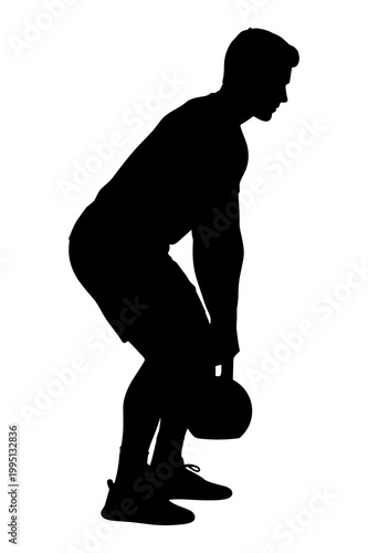 Silhouette graphic of a man doing a kettlebell deadlift workout