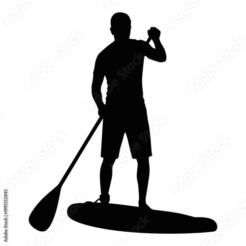 Stand up paddleboarding vector illustration of a person enjoying water sports