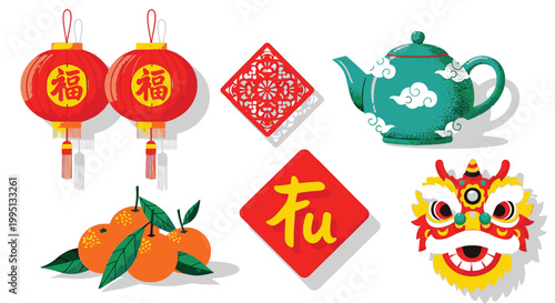 Chinese New Year Festival Decoration Symbols.