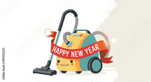 Vacuum Cleaner with Happy Smiling Face.