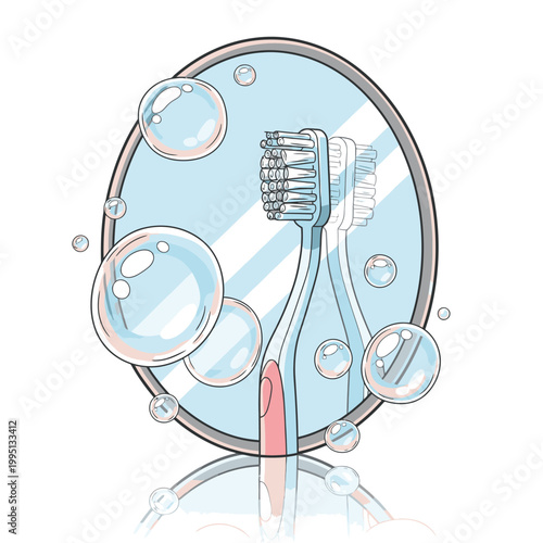 Toothbrush with pink handle closeup.