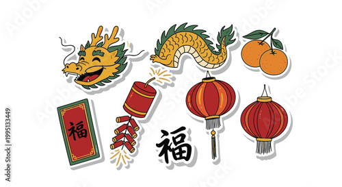 Chinese New Year decorations and symbols.