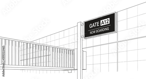 Airport Gate A12 Sign Board.
