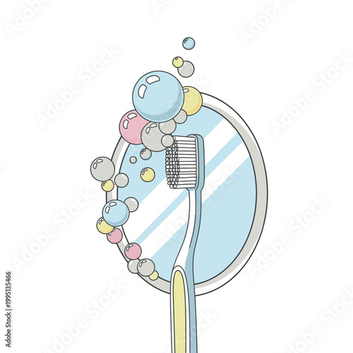 Toothbrush with bristles and handle.