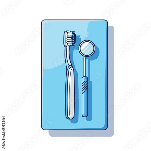 Toothbrush and dental mirror tools.
