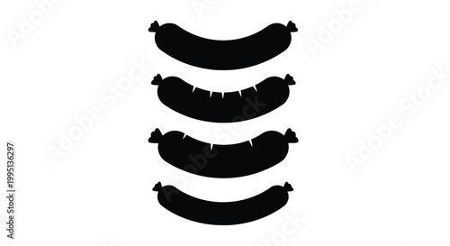 Fotografi Four black sausages arranged vertically a minimalist illustration silhouette