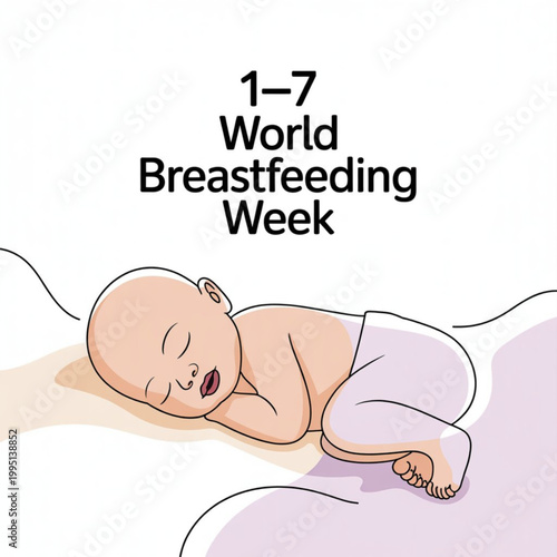 World breastfeeding week baby illustration Vector, illustration