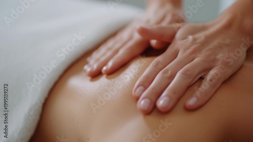 Hands performing a gentle massage on bare skin, close-up view