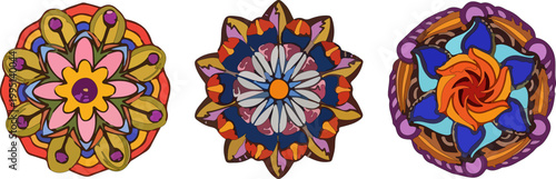 Vector Illustration Set of Ornamental Round Mandalas, A Diverse Pack of Decorative Floral and Geometric Designs for Adult Coloring and Art Therapy.