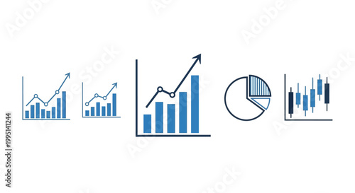 Collection of business graph and chart icons.