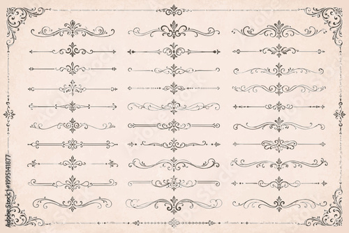 Arabesque Swirl Dividers Pack. Vintage Calligraphic Ornament SVG Vector Set for Invitations, Borders, Labels and Decorative Stationery Design, arabesque divider, swirl separator, ornamental rule