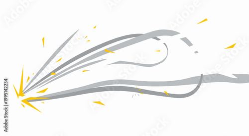 Stylized comic book explosion effect with yellow shards on white