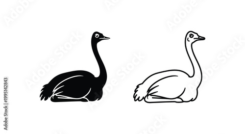 Black and White Geese Drawing Sketches Vector