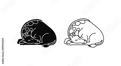 Cute Sleeping Cat & Dog Vector Art Design Vector