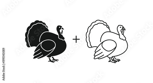 Turkey Couple Illustration: Mating Birds Vector Design Vector