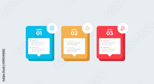 Displays a threestep infographic showing a process or workflow.