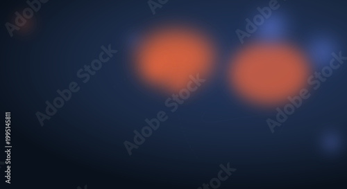Glowing orange lights on dark blue background with bokeh effect in neon style for nightclub decor