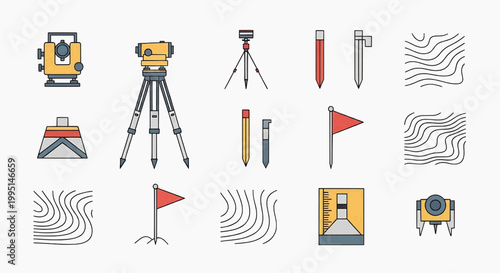 Surveyors use various tools on site for precise measurements and markings daily