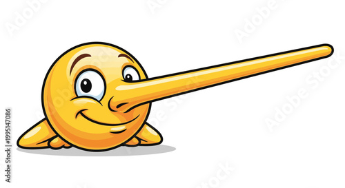 Cartoon character with long nose smiling.