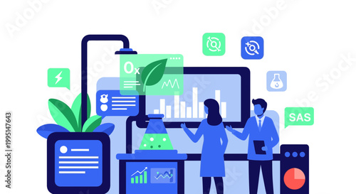 Biological Innovation and Biotechnology Research Concept Illustration