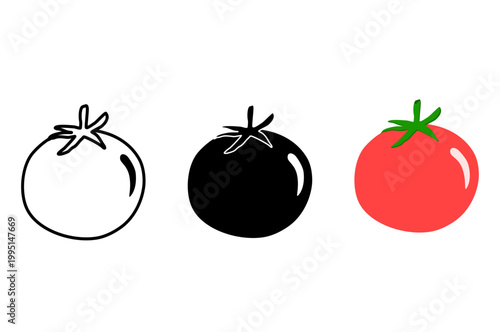 Tomato icon set on white background.
