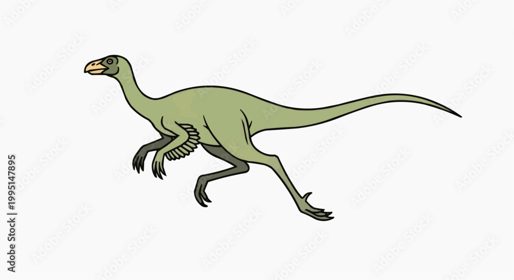 Fototapeta premium An illustration of a green dinosaur running