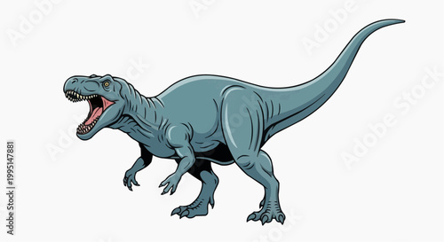 A detailed illustration of a Tyrannosaurus Rex in a vibrant and dynamic pose, showcasing its powerful form. 