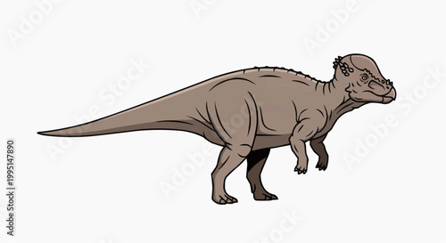 A detailed illustration of a single dinosaur in a walking pose
