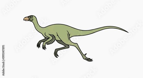 An illustration of a green dinosaur running