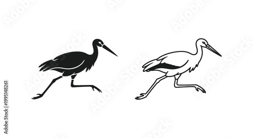 BlackAndWhiteBirdsSilhouettesRunning Vector