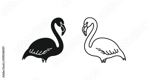 Black and White Swan Design Vector Art Vector