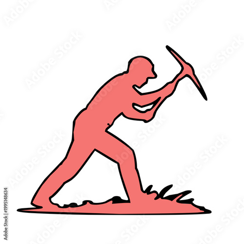 Silhouette mine workers in materials