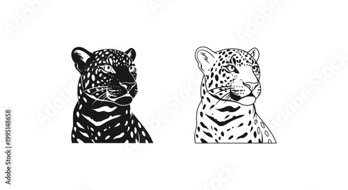 Striking Leopard vs Cheetah Sketch Art Designs Vector