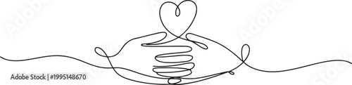 hand drawn doodle hand giving and receiving love. one line art icon drawing vector