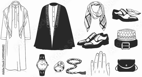 Traditional Arabic Men Clothing and Luxury Accessories