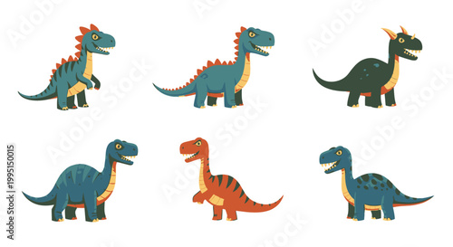 Cartoon dinosaurs set illustration isolated on white background vector design