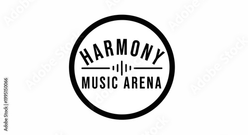 Circular logo with text and equalizer graphic for music entertainment